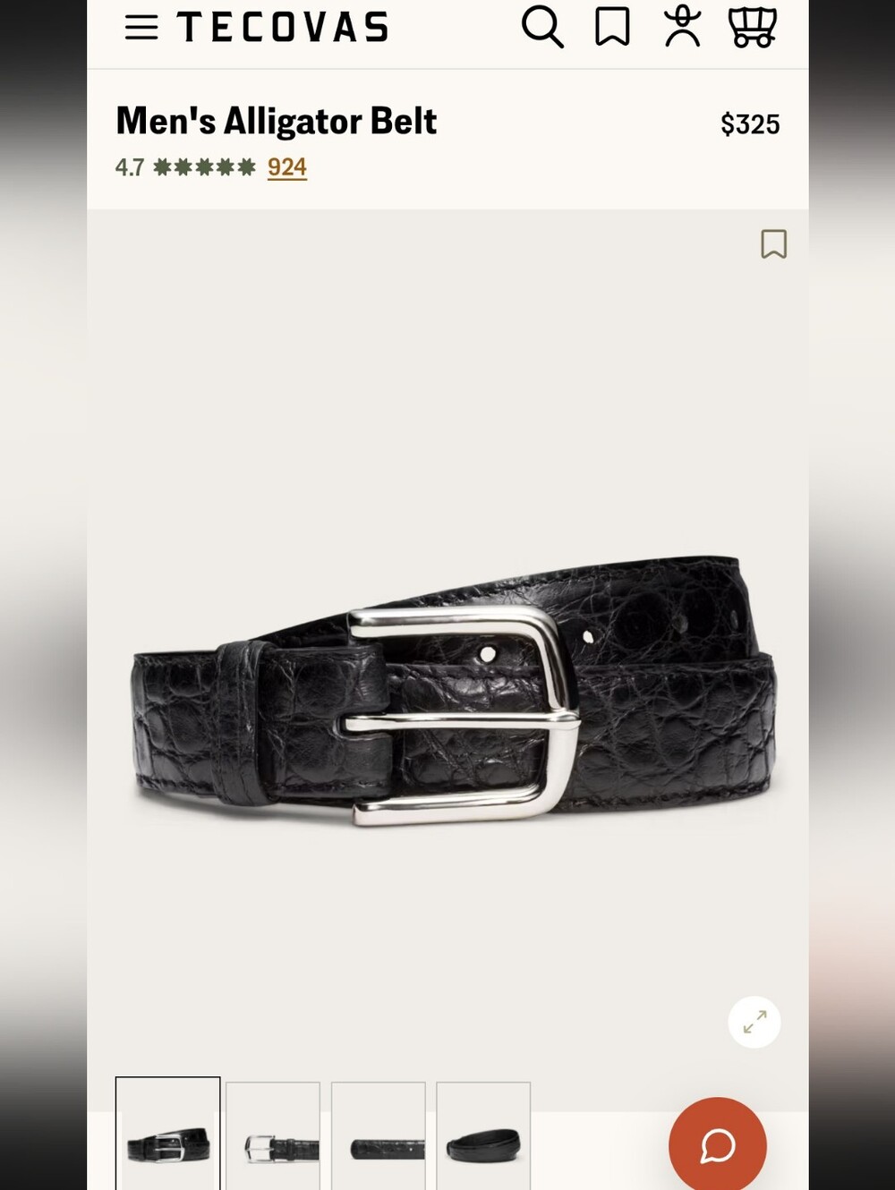 Tecovas Men's Genuine American Alligator Belt